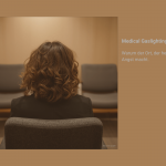 Beitragsbild zum Artikel: "Medical Gaslighting und die Angst vor Klinikaufenthalten bzw. Ärzten". Man sieht von hinten eine Frau mit lockigen Haaren in einem Wartezimmer sitzen. Ein paar wenige Das Licht ist warm, aber gedämpft. Stühle sind um sie herum. Der Text auf dem Bild ist grau und schlicht gehalten: Medical Gaslighting: Warum der Ort, der heilen sollte, Angst macht. Das Bild soll das Gefühl bei Medical Gaslighting transportieren, d. h. Warten, Alleinsein, die Last und Angst vor dem Gespräch.